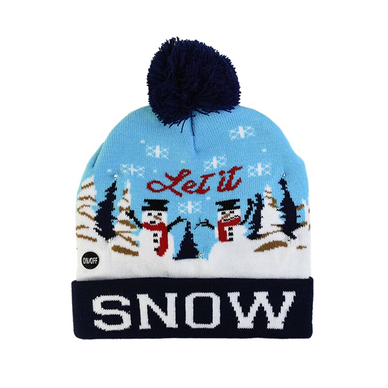 Julehuer beanie sweater led lys strik hue julepynt natal elg hue lys op strikket hue til børn: B03