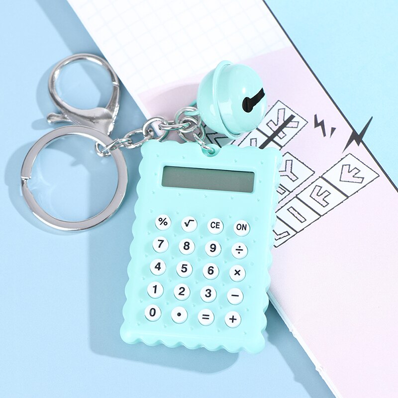Mini llavero Kawaii con forma de galleta, portátil, calculadora de dígitos, herramienta para estudiantes: GN