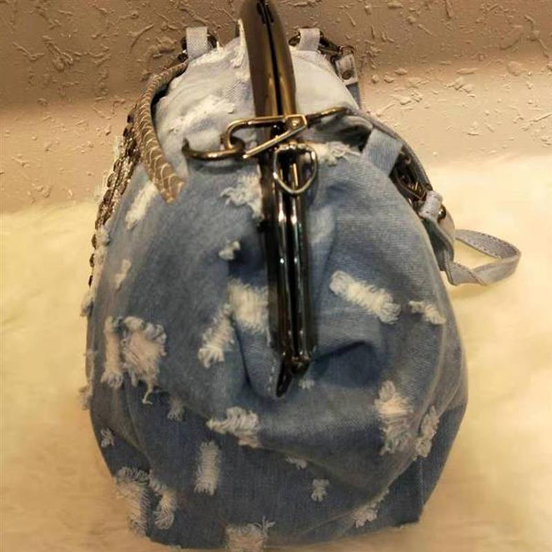 Mode Shell Type Denim Crossbody Tas vrouwen Schoudertas Creatieve Sluiting Sluiting Tote Bag Top Handvat Tas Voor vrouwen