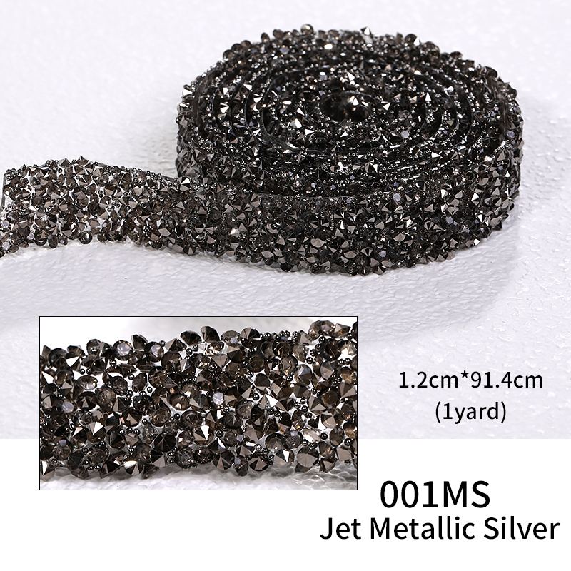 1 Yard Pasteable Strass Lint Zelf Garenloos Diamant Lint Lijm Op Diy Ambachten Telefoon Patches Applicaties Glitter Versieringen: Metallic silver