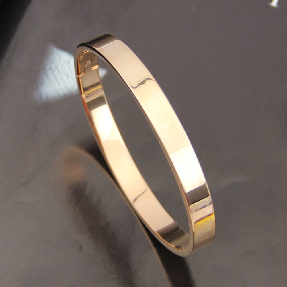 Men's Women's Stainless Steel Lover Love Polished Cuff Bangle Bracelet Wristband: Rose Gold