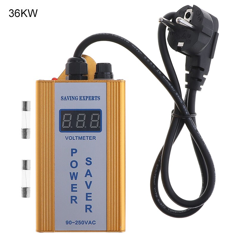Intelligent Energy Saver 90-265V 50KW Power Electricity Saving Box EU/US Plug Factor Electricity Bill Killer Up To 35% for Home: EU Plug / Yellow 36KW