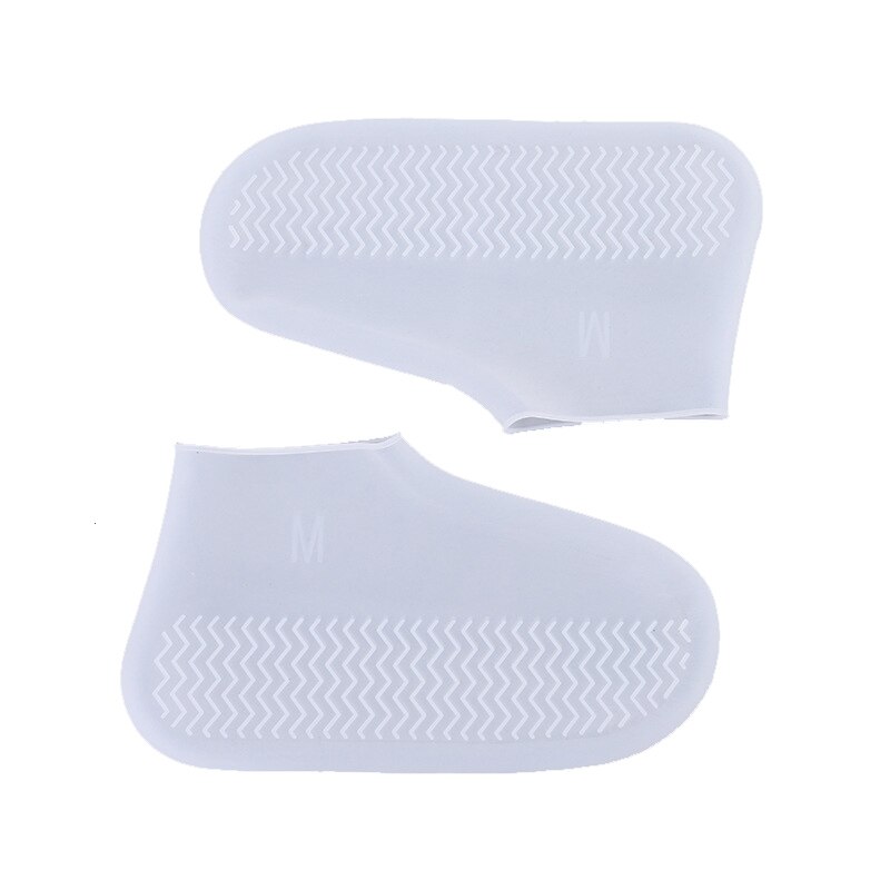 Reusable Silicone Shoe Cover Waterproof Rain Shoes Covers Outdoor Thickened Camping Slip-resistant Rubber Rain Boot: White / L  39-46 yard