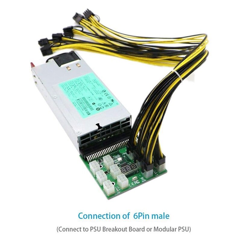 6 Pcs 16AWG 6 Pin PCI-E to 8 Pin (6+2) PCI-E (Male to Male) GPU Power Cable for HP Server for Graphic Cards Mining(50cm)