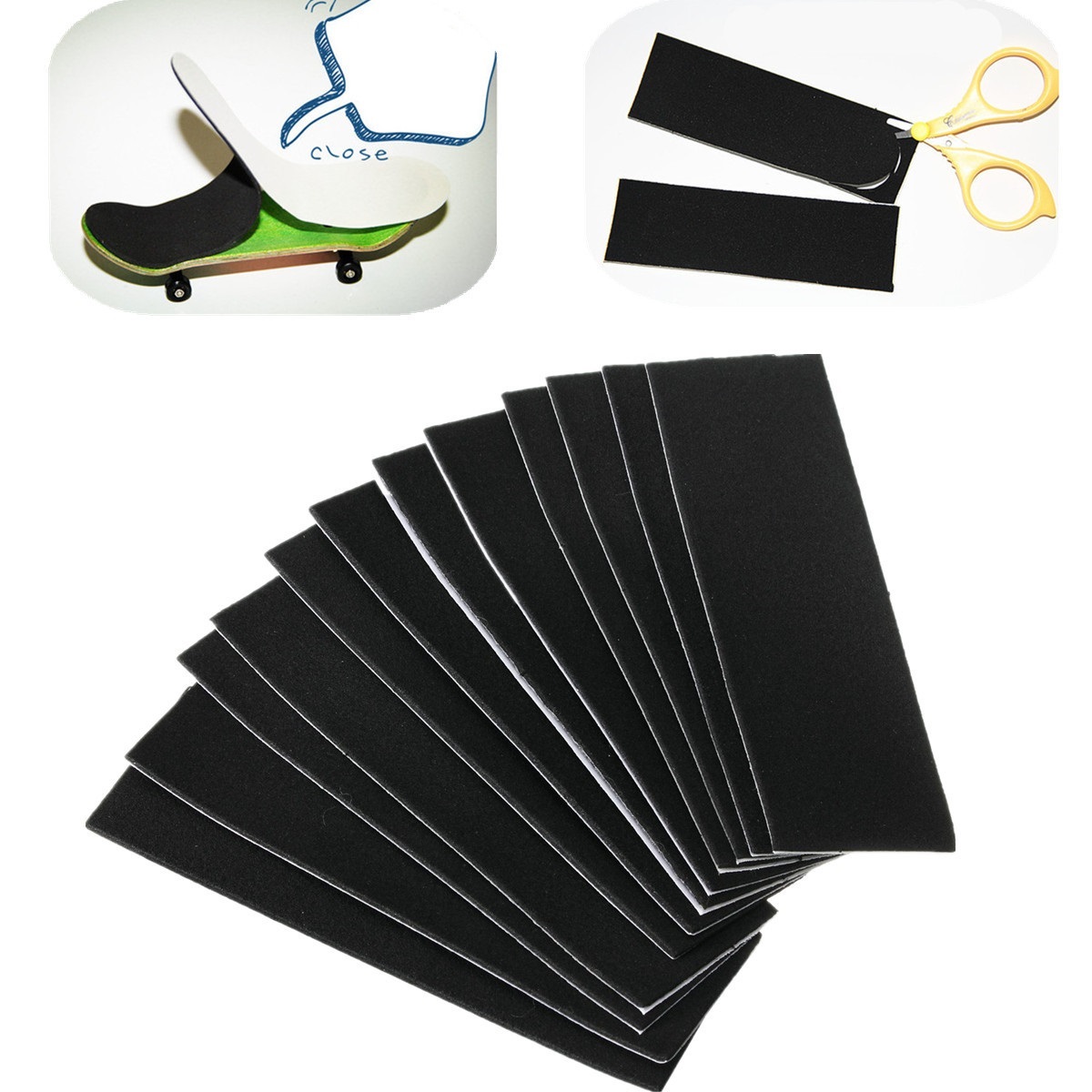 12Pcs 4.33X1.38Inch Zwarte Houten Toets Dek Ongesneden Tape Stickers Zwart Foam Grip Tape Stickers: Default Title