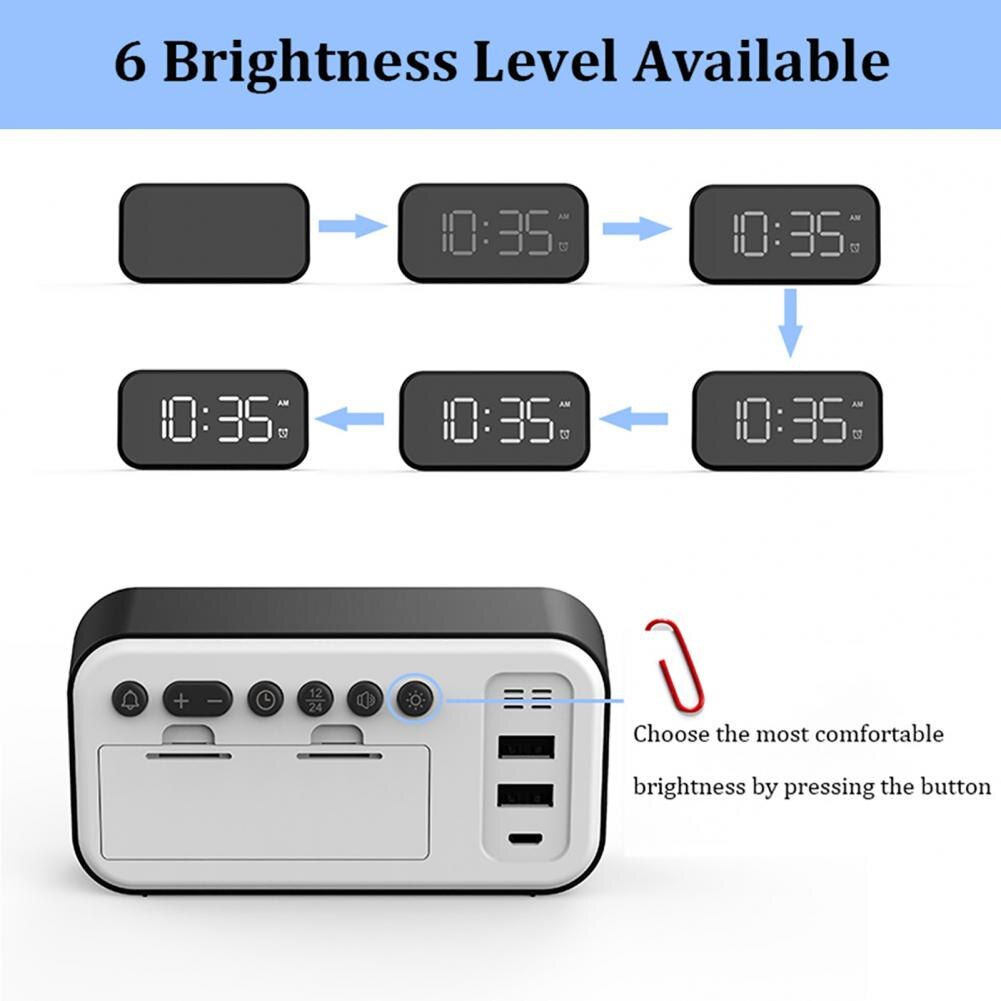 1Pcs Stylish Full-Screen Black White LED Digital Display Snooze Touch Alarm Clock Display Home Decoration Clock