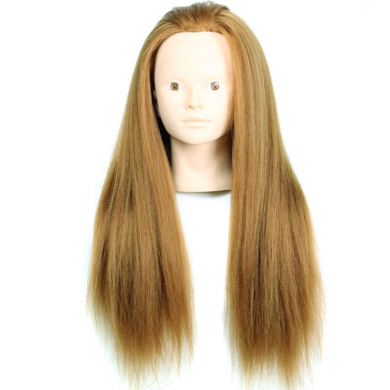 Mannequin Head - 22 Inch Training Head with Holder - Synthetic Fiber Hair for Styling Practice: 27 NO