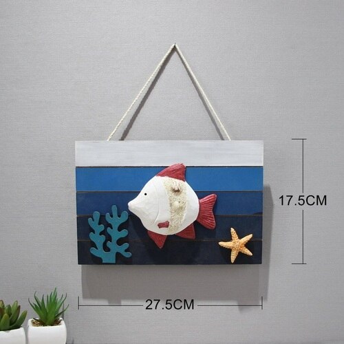 Mediterranean Retro Distressed Ship Listing Theme Bar Restaurant Ocean Hanging Decoration and Wall Decor: Fish listing Type B