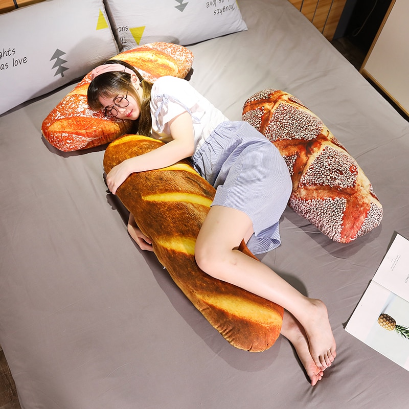 Almohadas largas de mantequilla y pan, hilo para carne, sésamo, Pizza, bistec, almohada de felpa para comida, cojín simulado para decoración de aperitivos, respaldo