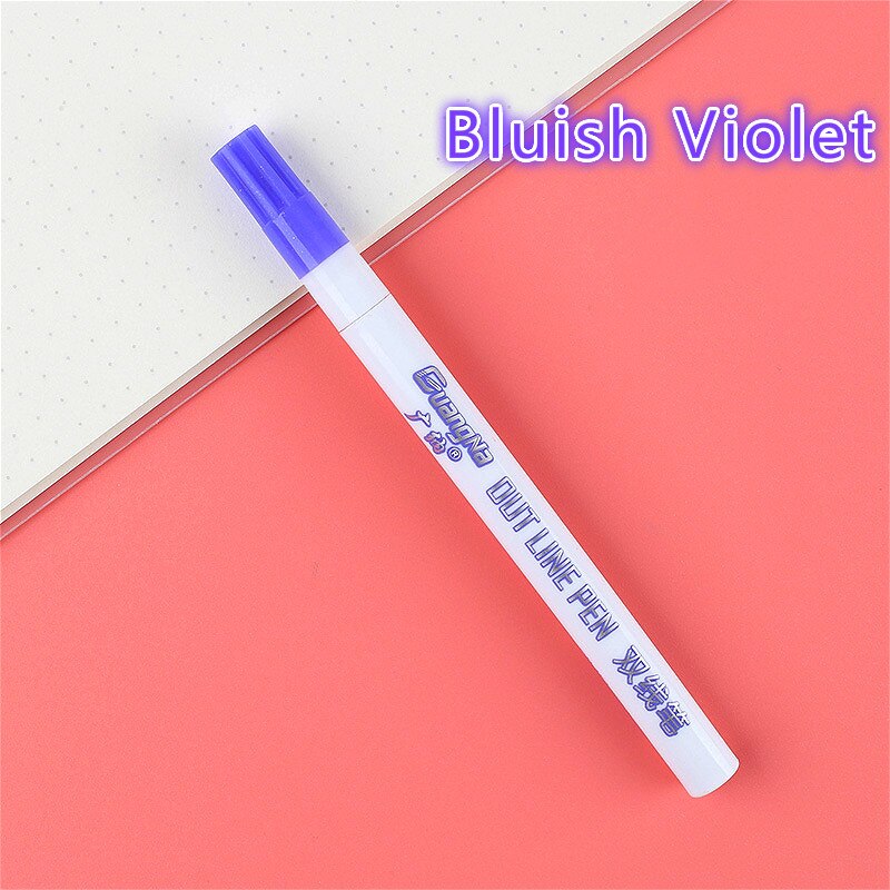 LLD 12Colors Metallic Double Lines Highlighter Out Line Pen Stationery Art Drawing Art Marker Calligraphy Lettering Scrapbooking: J