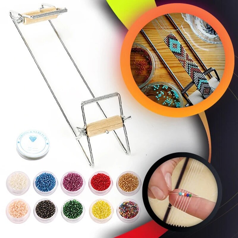 Bricolage bois tissage perles métier à tisser Kit Bracelet bijoux à la main outil de tricot bijoux Machine à tricoter tissage perles Machine-40: Default Title