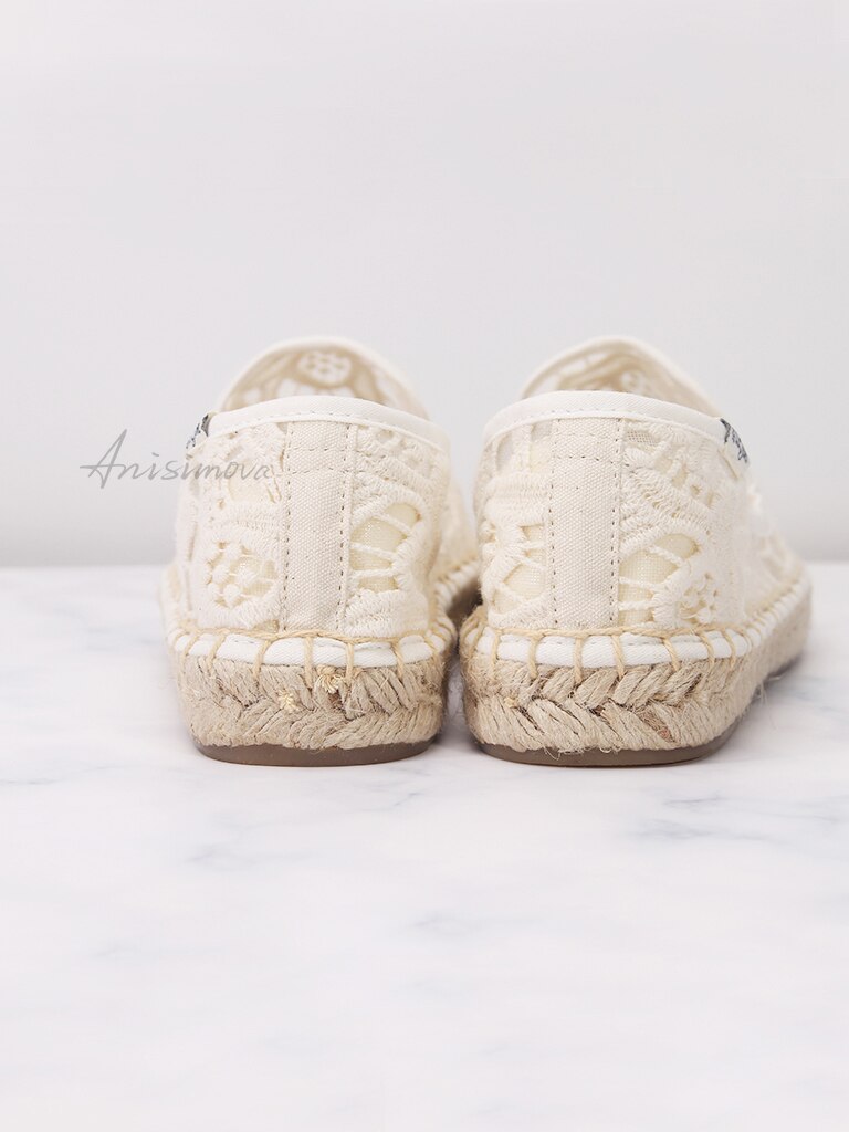 Women summer flat shoes round toe espadrilles loafer, lace upper smoking shoes