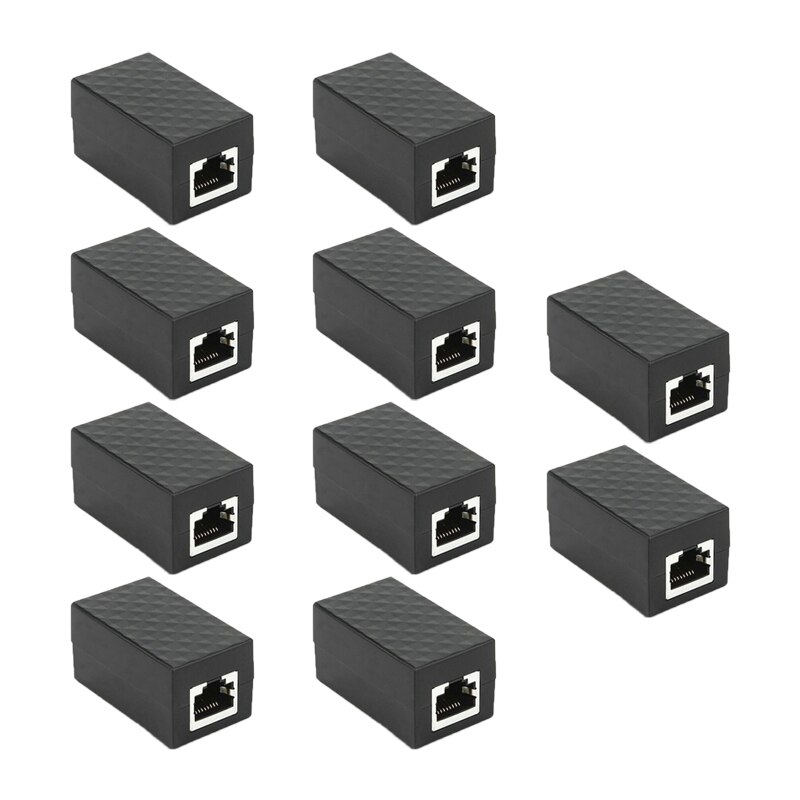 10Pcs RJ45 Koppeling Vrouwelijk Naar Vrouwelijke Ethernet Network Surge Protector Outdoor Afleider Apparaat Verlengkabel Adapter: Default Title