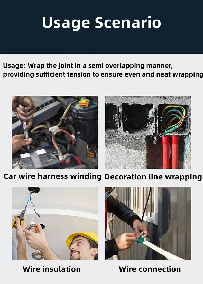 Färgad eltejp pvc slitstark flamskyddsmedel blyfri isolerande vattentät elektriker vit svart röd blå grön