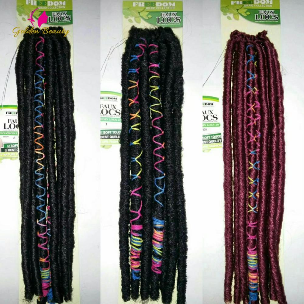 Golden beauty 18 " lange faux locs syntetiske flette hår extensions bløde hæklede fletninger hår med farve linje dreadlocks styles