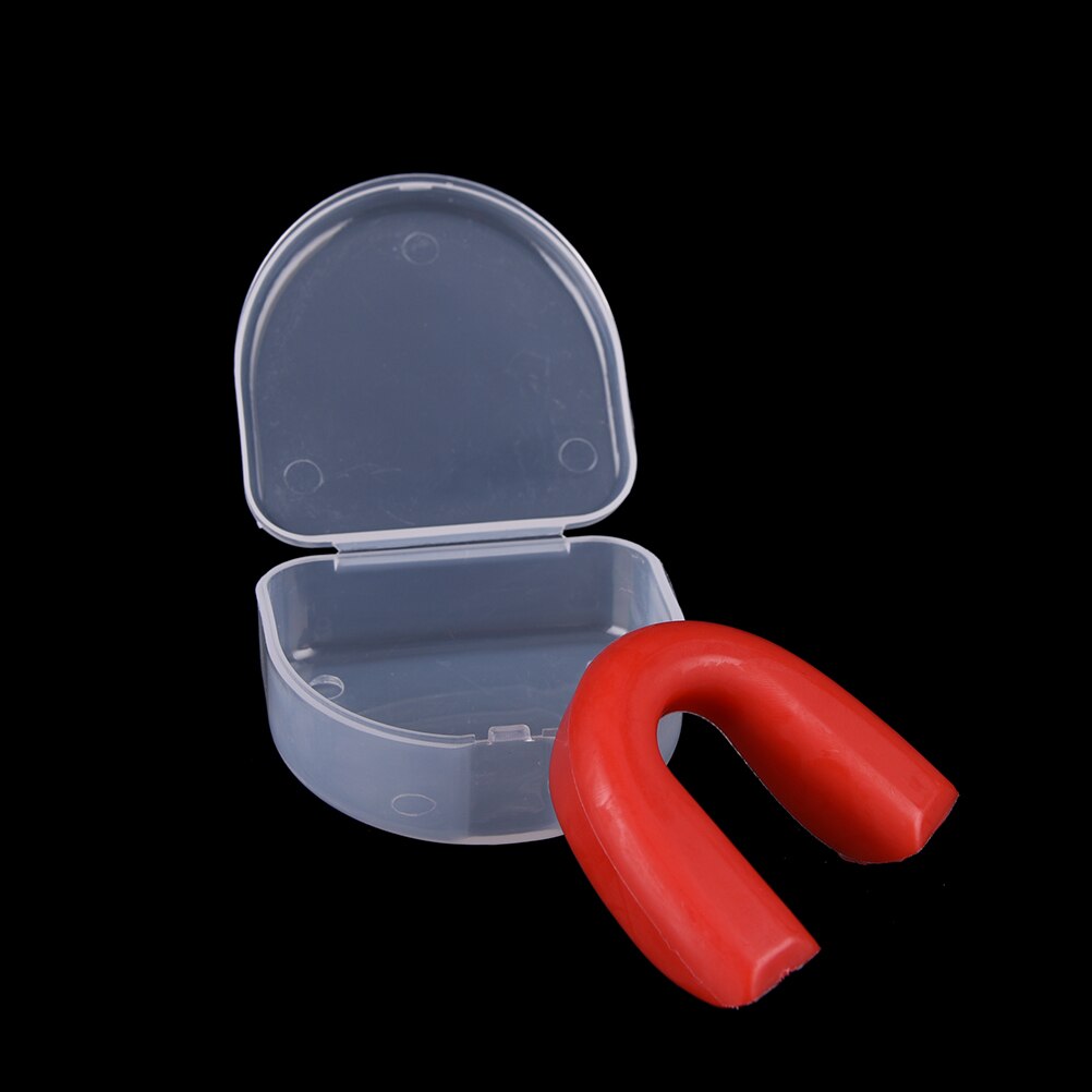 Topkvalitets tyggegummi skjold 1 sæt shock sports mundbeskytter mundbeskytter tænder beskytter til boksning basketball: Rød