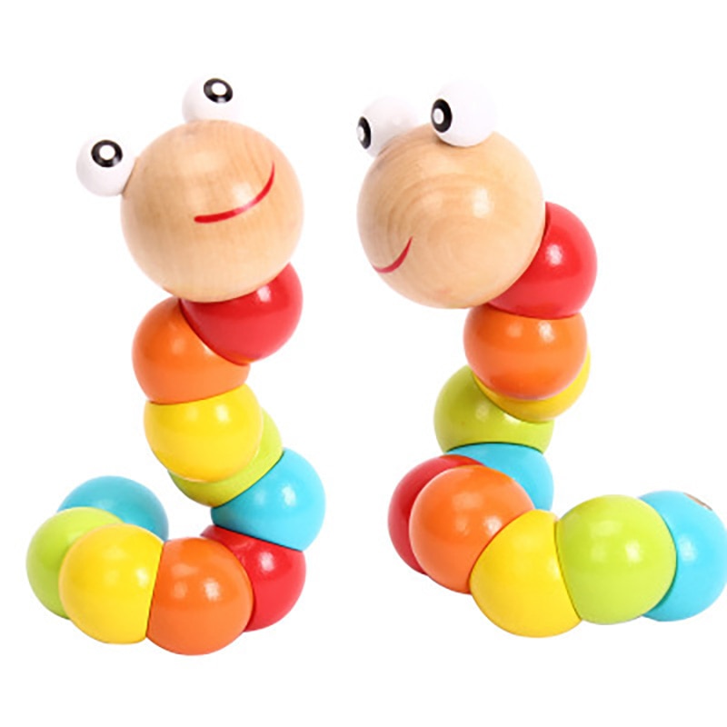 Simulated Wooden Twisted Caterpillar Puzzle Caterpillar Toy Colorful Color Cognitive Wood Children Early Education Toy