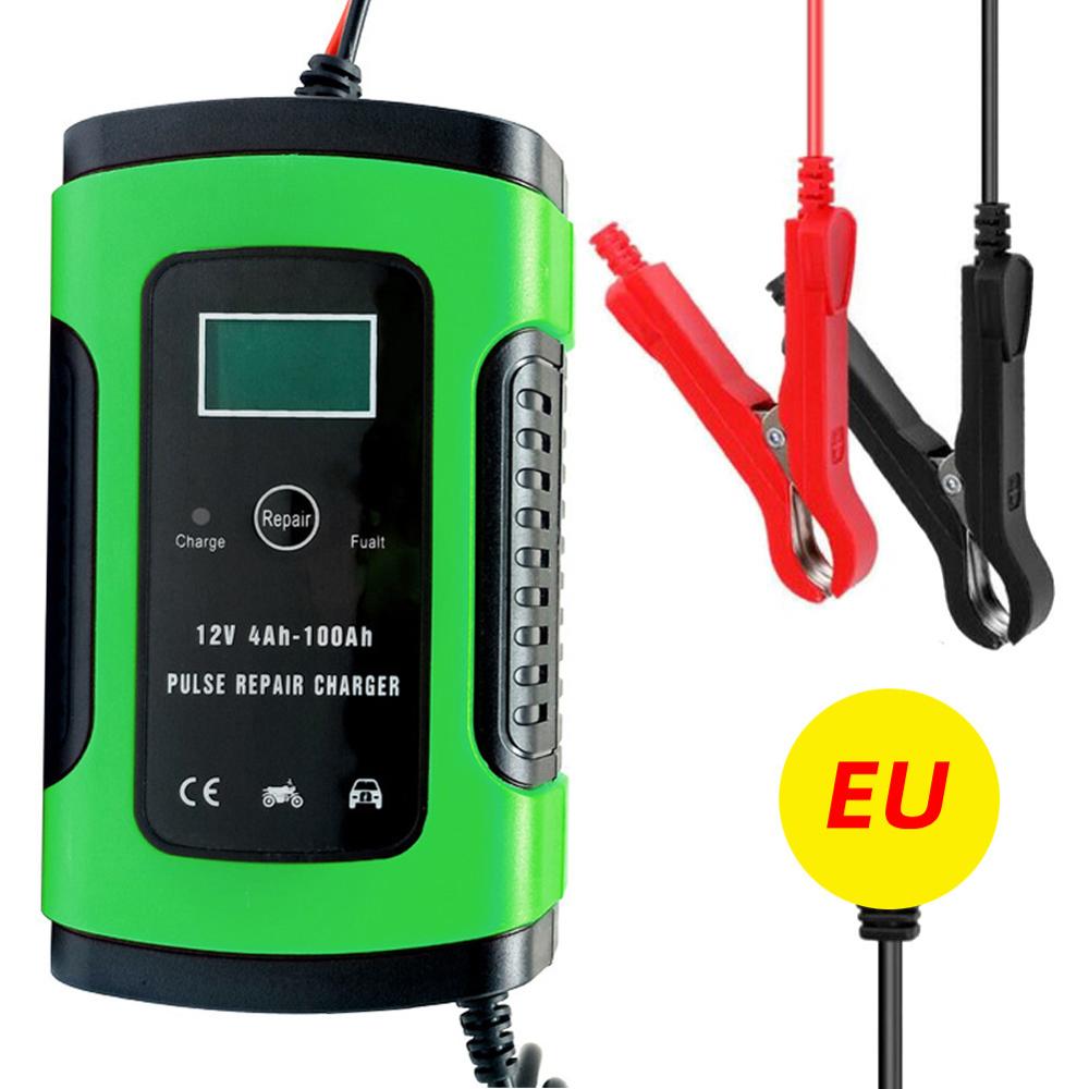 12V Car Battery Charger Intelligent Fast Power Charging Wet Dry AGM Lead Acid Charger Smart Charging 6A 12V Digital LCD Display: EU Plug