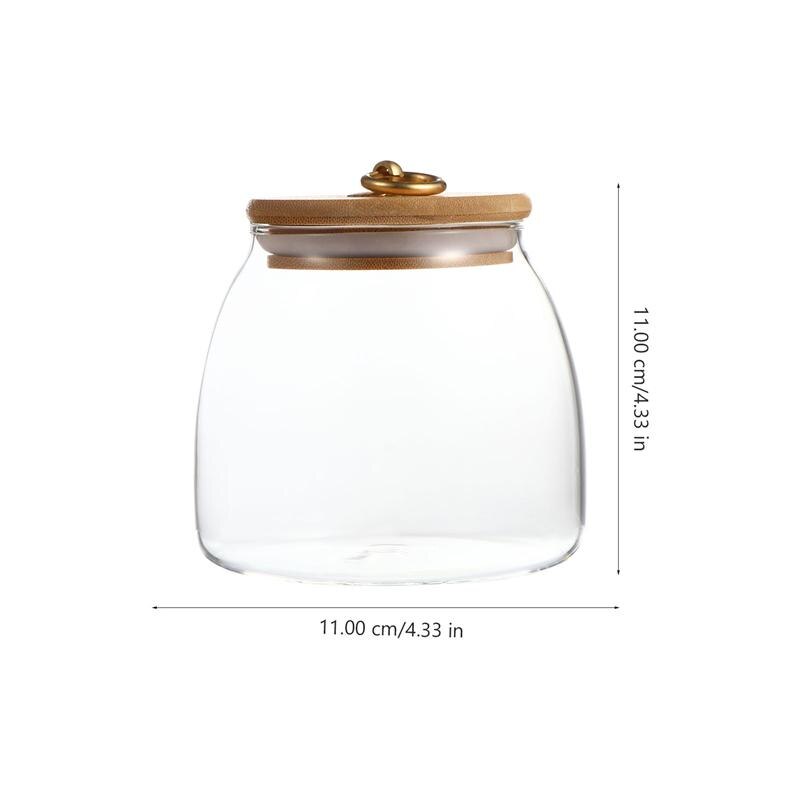 1pc Transparent Glass Canister Kitchen Glass Tea Storage Sealed Jar 500/650/900ML: 650ML 11x11x11cm