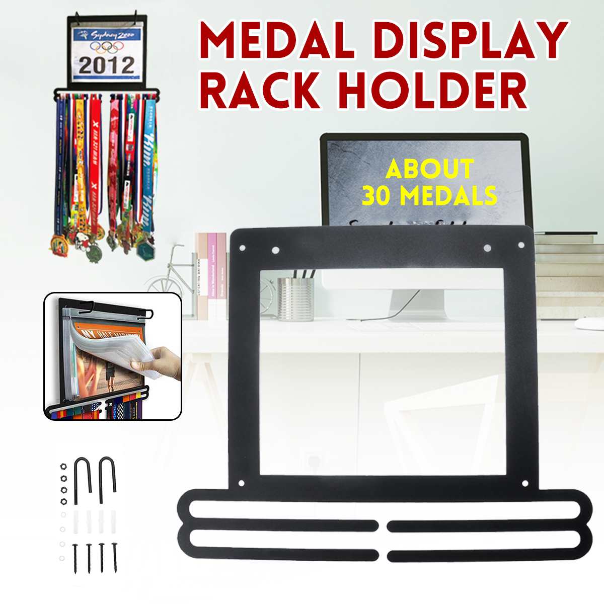 Medaille Houder Marathon Medaille Display Hanger Sport Medaille Houder Display Hanger Running Sport Met Bib Medaille Houder