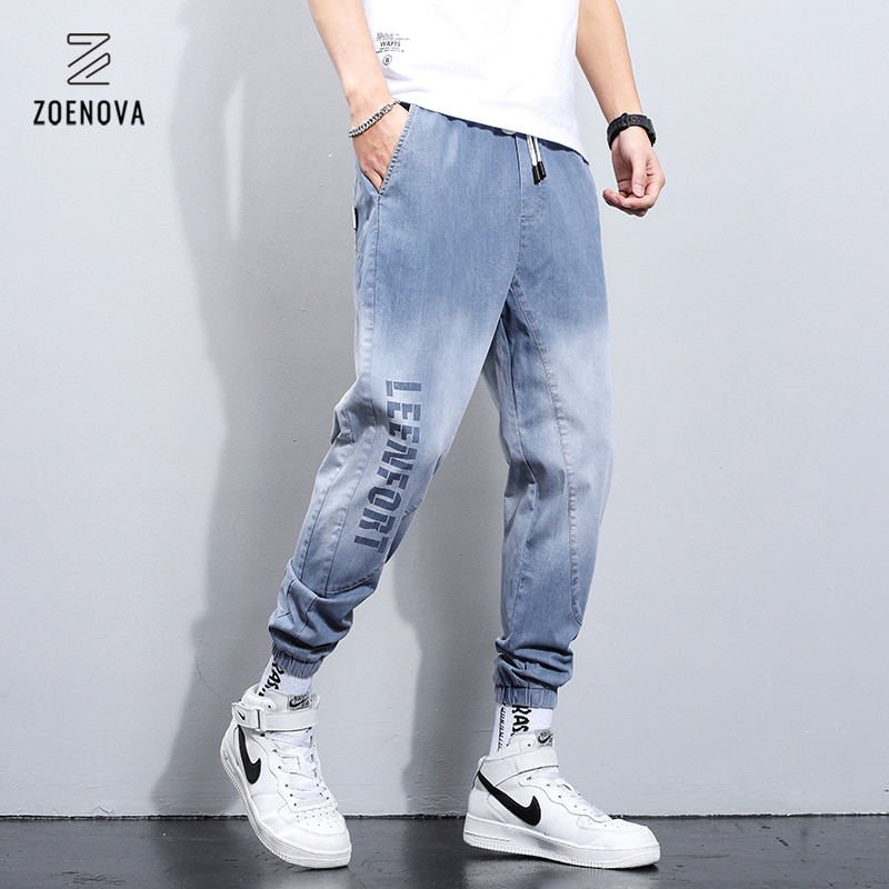 Summer Men Cargo Harlan Pants Imitate Jeans Men's Streetwear Harajuku Style Casual Cotton Pants Hip Hop Trousers Male