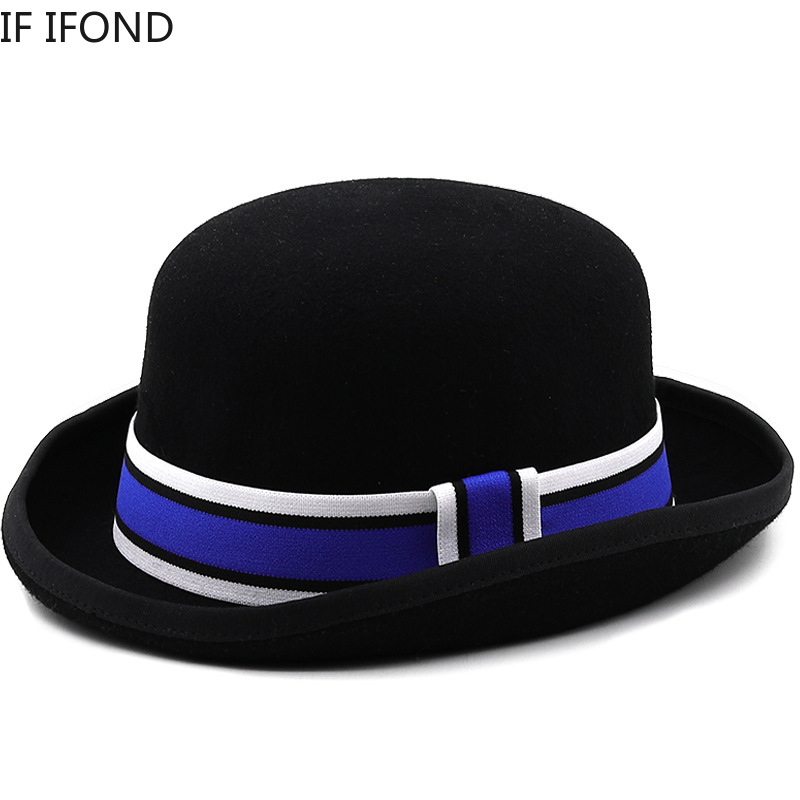 100% Wool Felt Jazz Fedoras Hats Bowler Hat For Men Women Party Formal Derby Hats Classic Church Cap