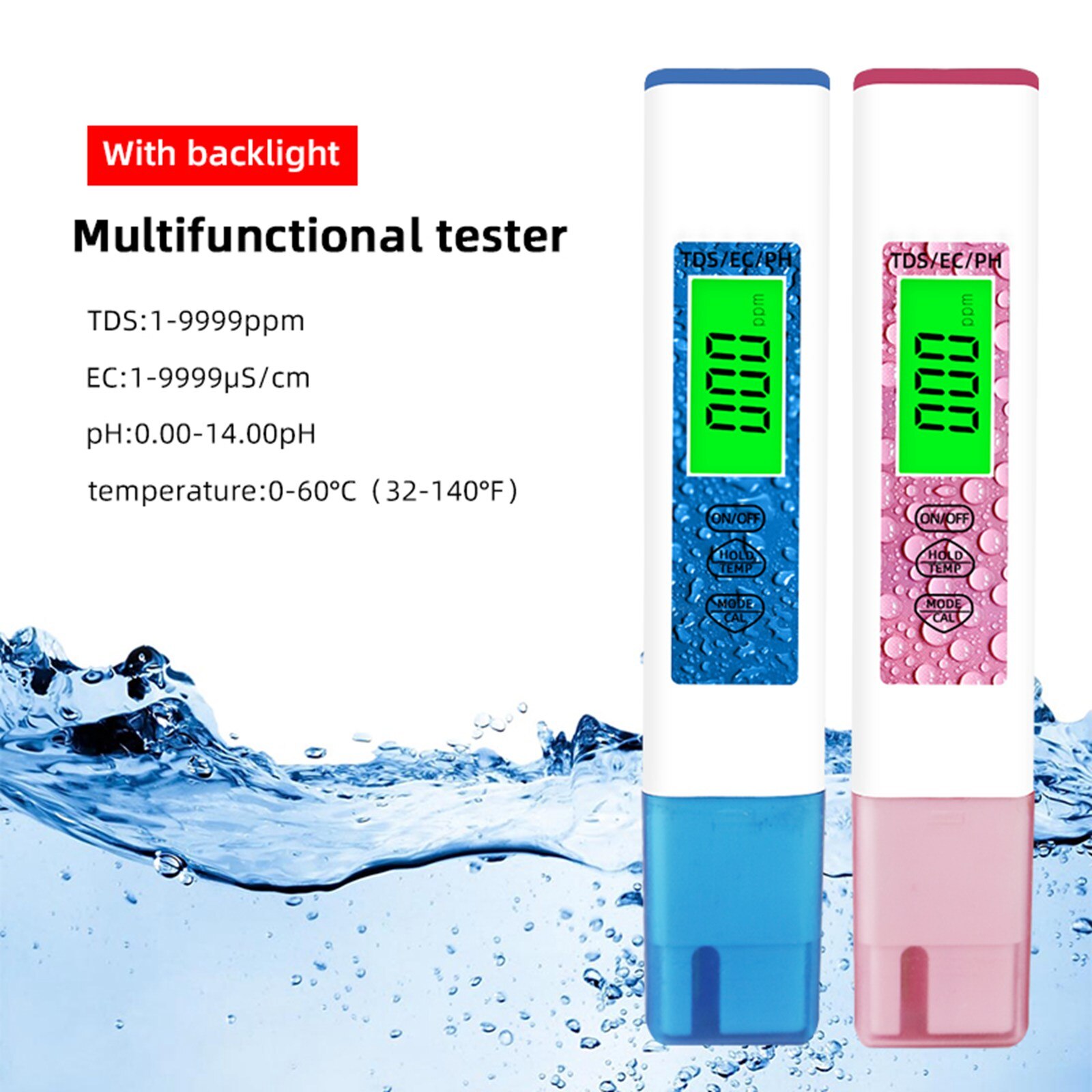 4-in-1 Digital Ph Meter Pen Multi-function PH/ TDS/EC/Temperature Checker Water Tester Measuring Instruments