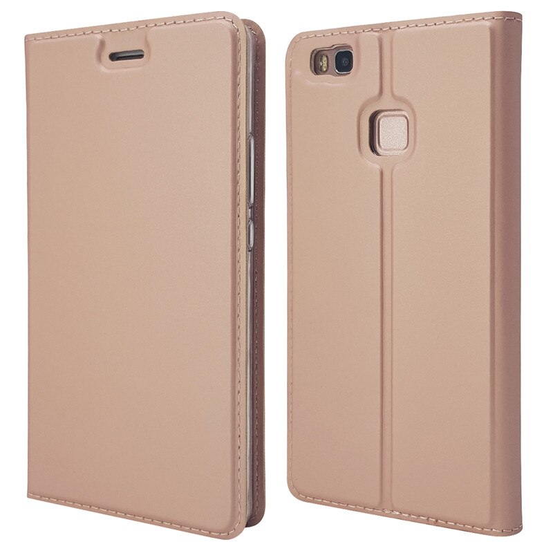 P9 Lite Leather Case on for Fundas Huawei P9 Lite Case for Coque Huawei P 9 lite Cover Magnet Flip Wallet Phone Cases Women Men: Rose Gold