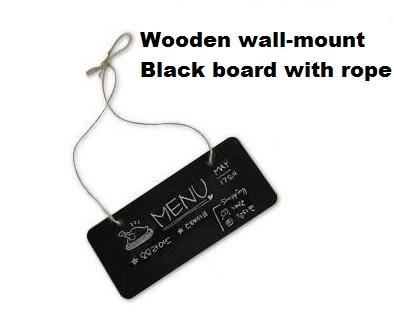 1 stks/partij leuke DIY multifunctionele houten mini wall-mount black board bericht memoo board met touw retail