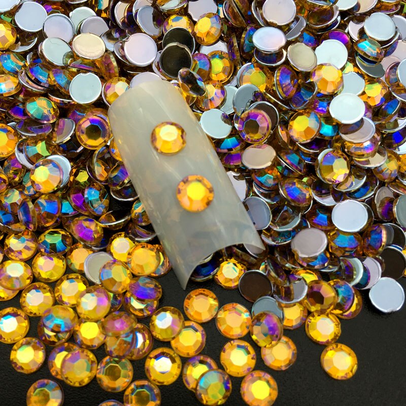 60 stuks/pak 5mm diy 3d nail art acryl ronde glitter strass steentjes plaat uv gel polish tips edelsteen sticker manicure decal decoratie: 06