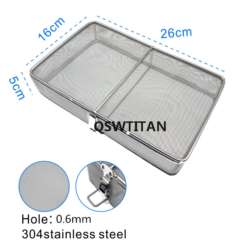 Paniers de stérilisation poreux avec couvercle, filet de désinfection, plateau d'autoclave à haute température, boîte à outils en acier inoxydable: WHITE