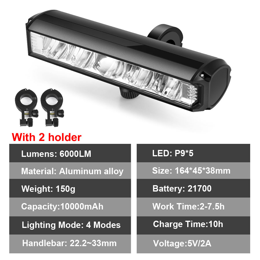Newboler Fahrrad Licht vorne 10000mah Fahrrad Licht 6000Lumen wasserdichte Taschenlampe USB-Aufladung MTB Rennrad Lampe Zubehör
