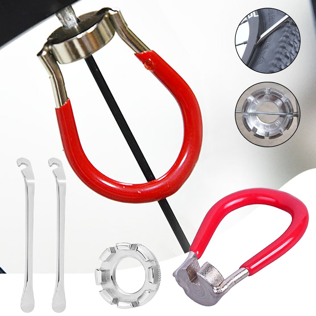 4PCS Bike Spoke Tool Kit Forged Steel Bike Rim Correct Tool Bike Tire Levers Bicycle spoke wrench Bike accessories