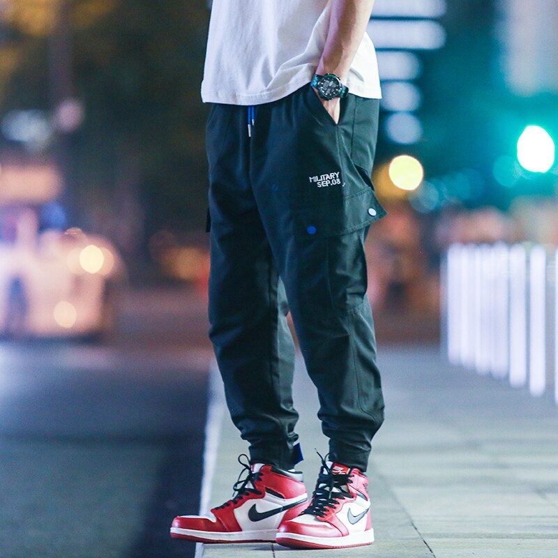 YASUGUOJI spring korean men streetwear pants cargo pants men loose harem pants men ankle banded pants