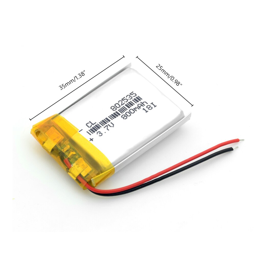 3.7V lithium battery 800MAH polymer battery 802535 For GPS MP3 MP4 MP5 LED Light PDA speakers small toy Rechargeable Li-ion Cell