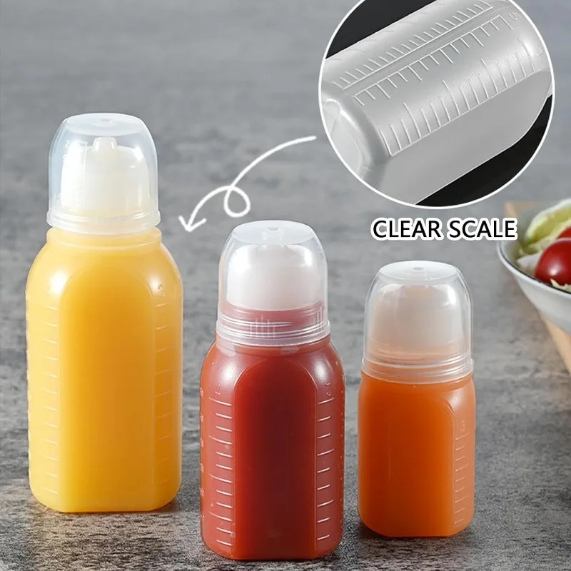 18/1pc krydderi-squeezeflasker bærbar honning, salat, olie, ketchup dispenser med skala, grill krydderiflaske til køkkenbeholdere