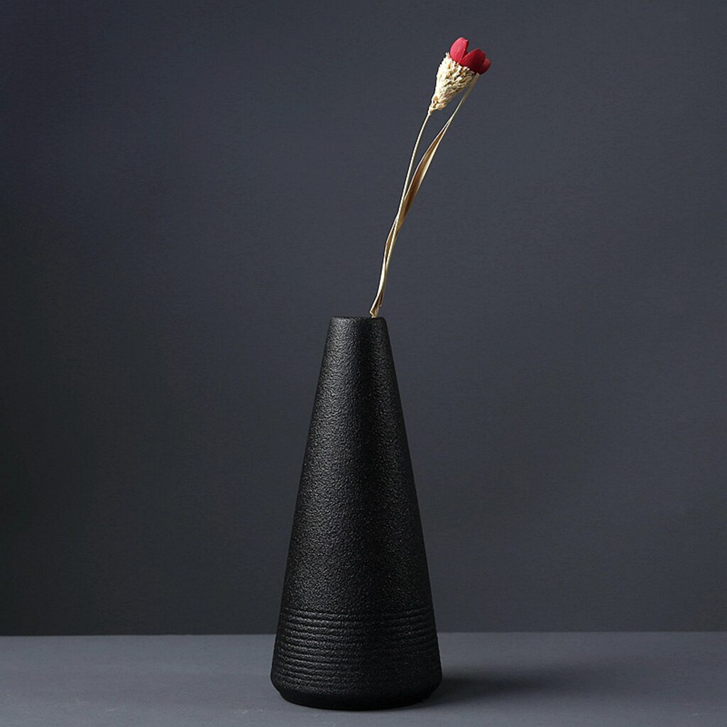 Black Ceramic Vase Modern Flower Vase Pottery Desktop Decorative Planter Pot for Home Garden Decoration