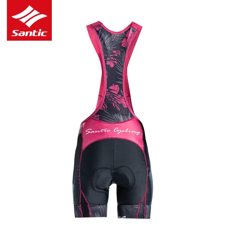 Santic Women's Cycling Bib Shorts - Padded Breathable Tights With Pocket, Reflective Details, Navy Size M