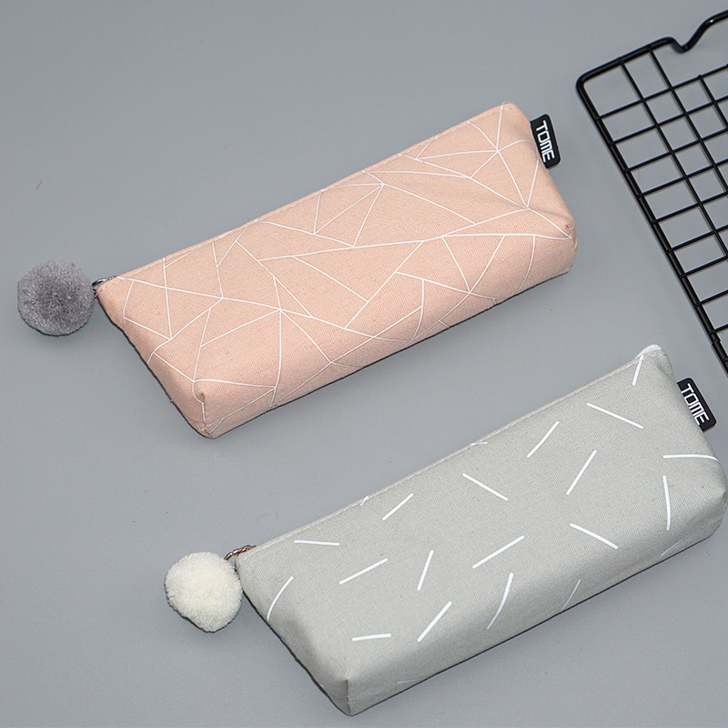 Estuches de lápices conciso Color sólido Bola de piel escuela Oficina pluma caja de papelería para niña lona lápiz bolsa lápiz estuche estojo escola