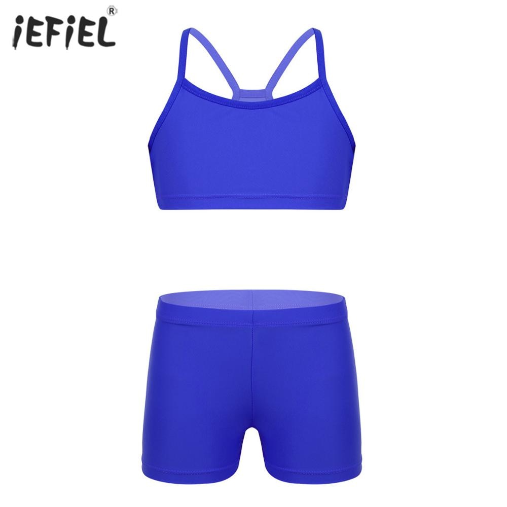 Kid Girls Clothes Set Summer Solid Short Tank Tops Shorts Sports Gym Workout Two-piece Children Kids Clothes