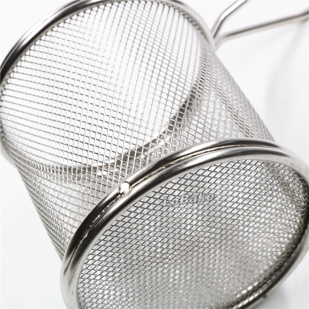 Arrivals 9Cm Diameter Ronde Roestvrij Staal Met Aluminium Koekenpan Aardappel Chip Kip Mand Lade Voor Vergieten & Strainers