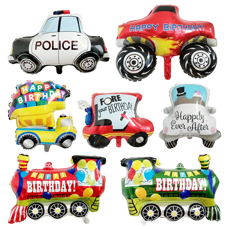 Tegneserie transport legetøjsbil aluminiumsfolie ballon børn tillykke med fødselsdagen mødested dekoration ballon børn fest balloner