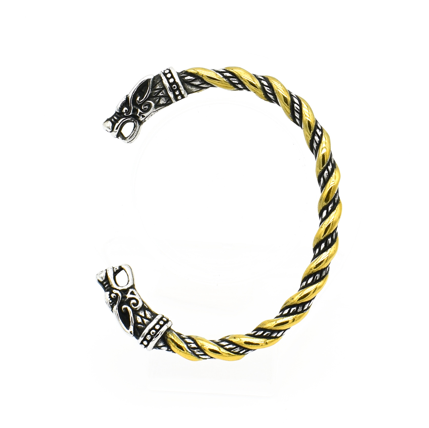 LANGHONG-pulsera vikinga para hombre y mujer, brazalete con cabeza de Lobo, joyería Talismán, 1 ud.: Wolf B