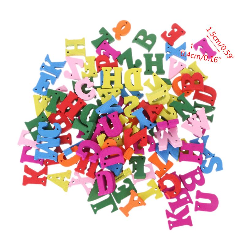 100 Pcs Houten Letter Alfabet Woord Carft Diy Decoratie Knop Kid Onderwijs Speelgoed