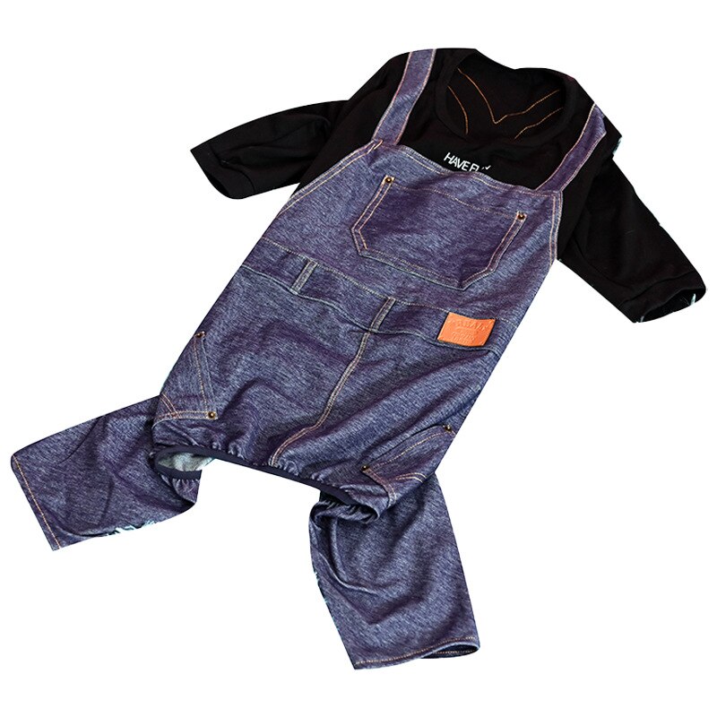 Pyjama en denim pour grand chien, vêtement en denim, une pièce, belle et cool, manteau à quatre pattes, pour jouer, automne/hiver