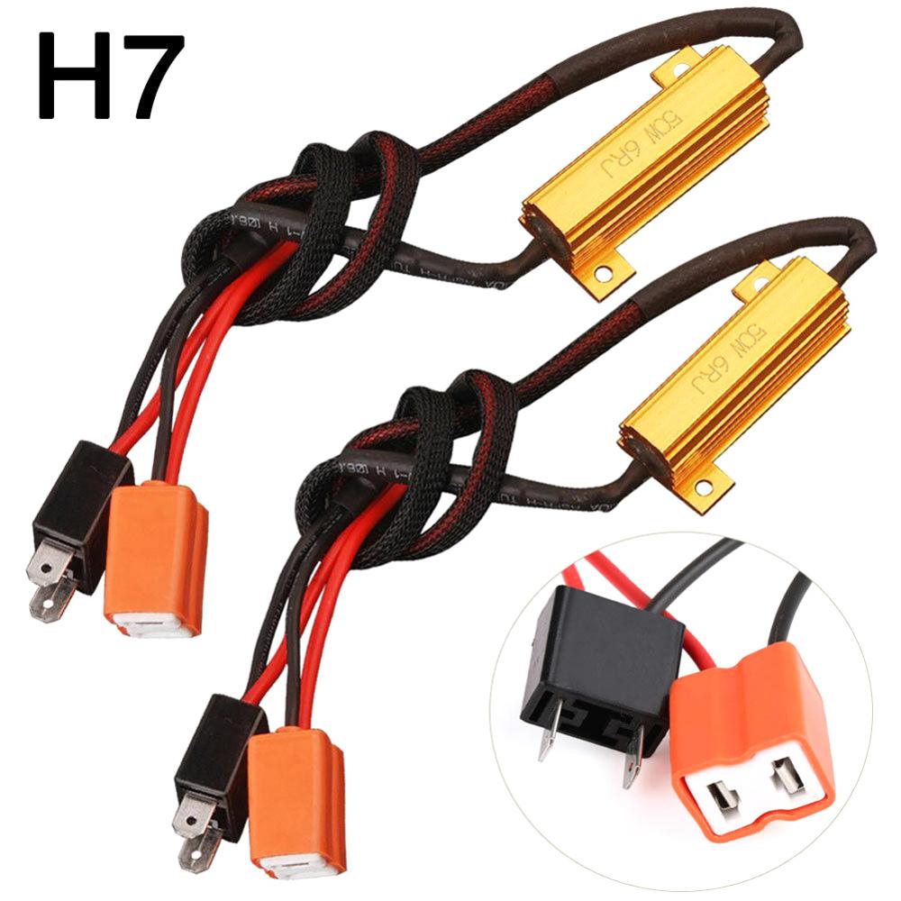 2 uds H7 50W 6Ω LED Canbus resistencia de carga advertencia decodificador de cancelador libre de Error luz LED coche resistencia de carga DC 12V Auto Accesorios
