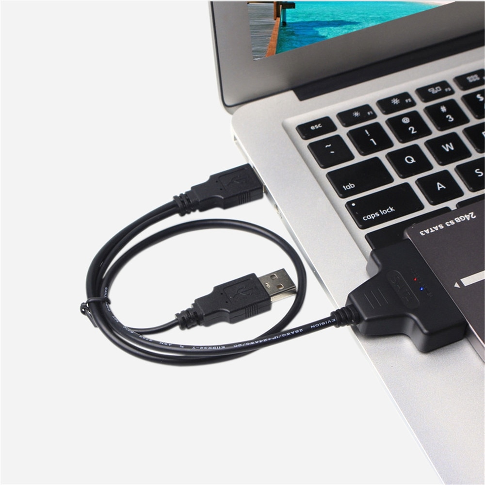 Extern hårddisk omvandlare usb 2.0 to 22 stift sata adapterkabel med extra usb strömkabel för 2.5 tum sata laptop hdd ssd