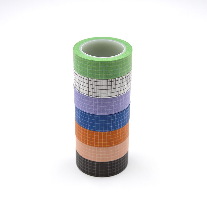 10m farverigt gitter washi tape japansk papir diy planlægger 1.5cm bredt maskeringstape klæbebånd klistermærke dekorativt papirbånd