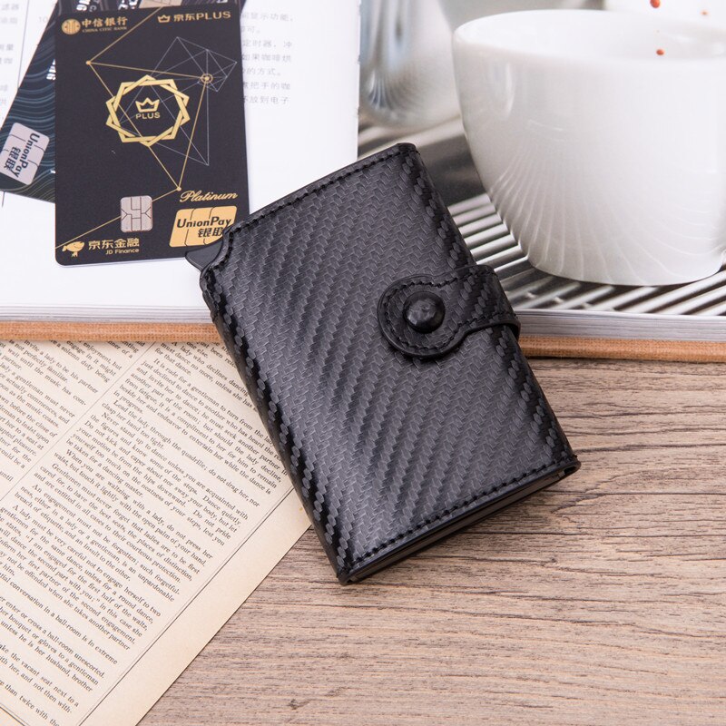 BISI GORO Neue Brieftasche RFID Verhindern PU Leder Vintage Karte Halter Männer und Frauen Geldbörse Carbon Brieftaschen fall: X-59  Tanxian Black