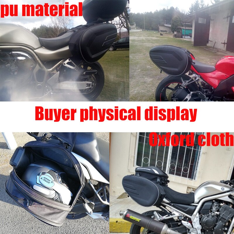 36L-58L Waterproof Motor Tail Luggage Suitcase Saddle Bag Motorcycle Side Helmet Riding Travel Bags
